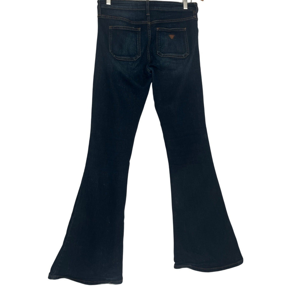 GUESS Dark Wash Flare Jeans Women Mid Rise Stretch Denim; TALL - In Seam 32"