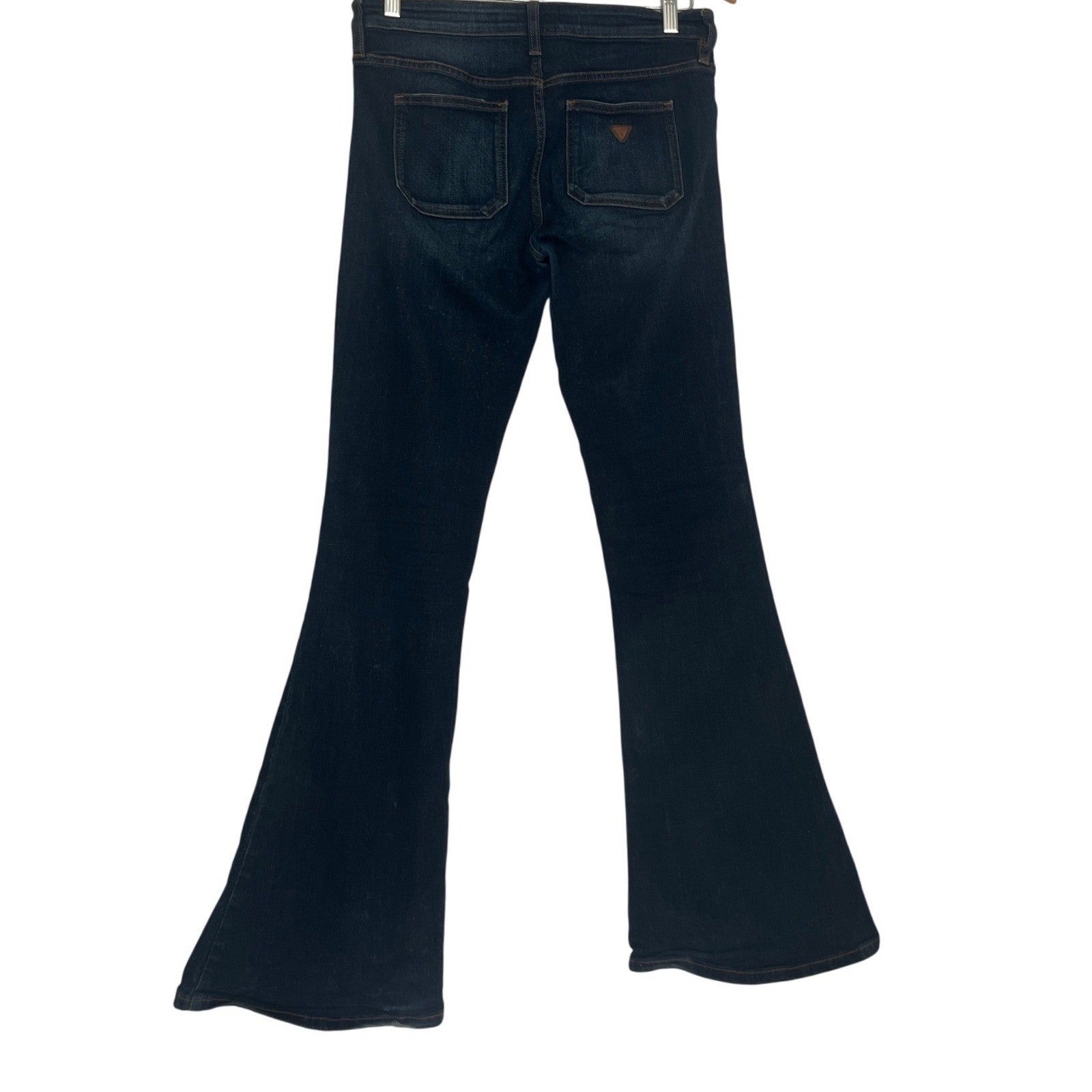 GUESS Dark Wash Flare Jeans Women Mid Rise Stretch Denim; TALL - In Seam 32"
