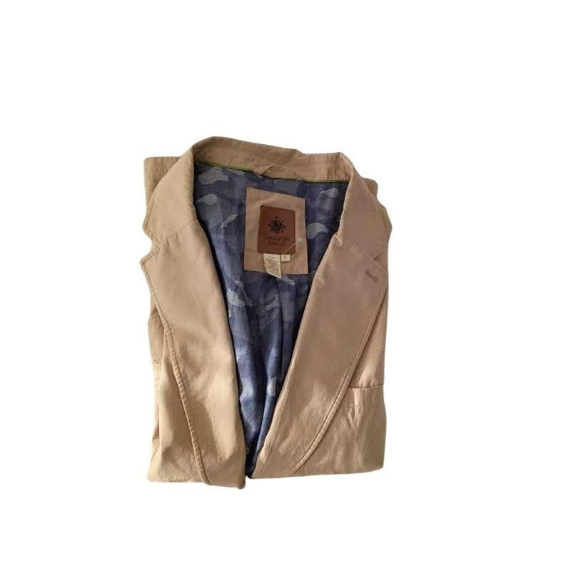Territory Ahead 100% Cotton Tan Blazer Jacket L Button Up Lapel Collar Light