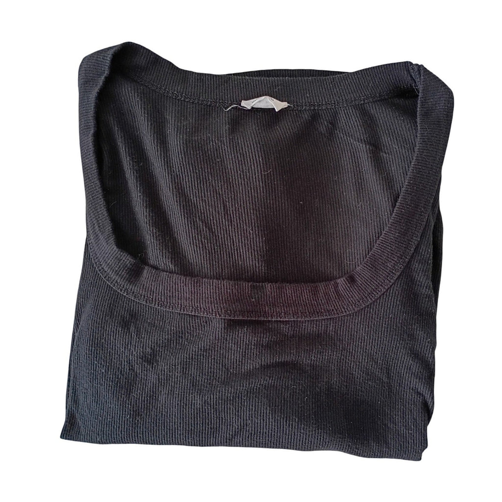 COTTON ON Black Ribbed Long Sleeve Scoop Neck Top Size S P