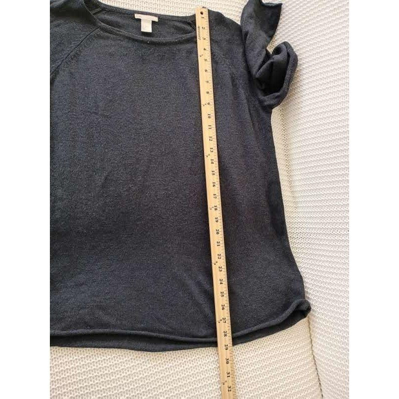H&M Basic Super Cozy Large Charcoal Grey Wool Blend Crew Neck Knit Sweater