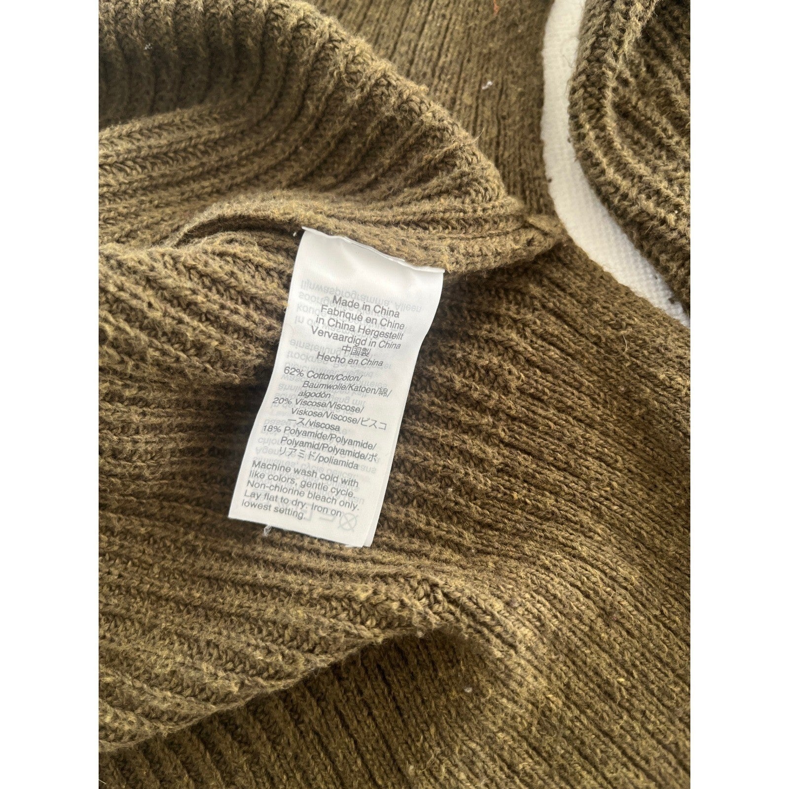 Madewell Olive Green Ribbed Pocket Sweater Cotton Blend Long Sleeve Minimalist S