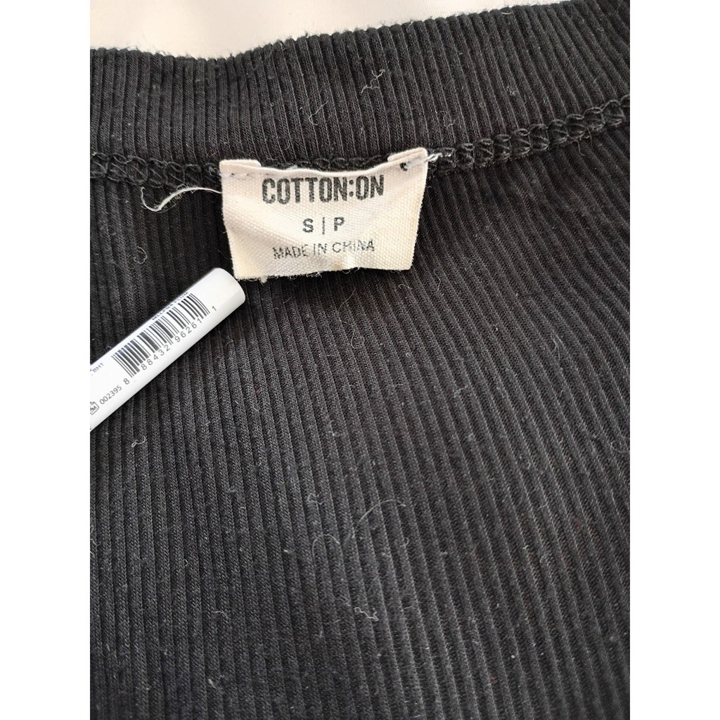 COTTON ON Black Ribbed Long Sleeve Scoop Neck Top Size S P