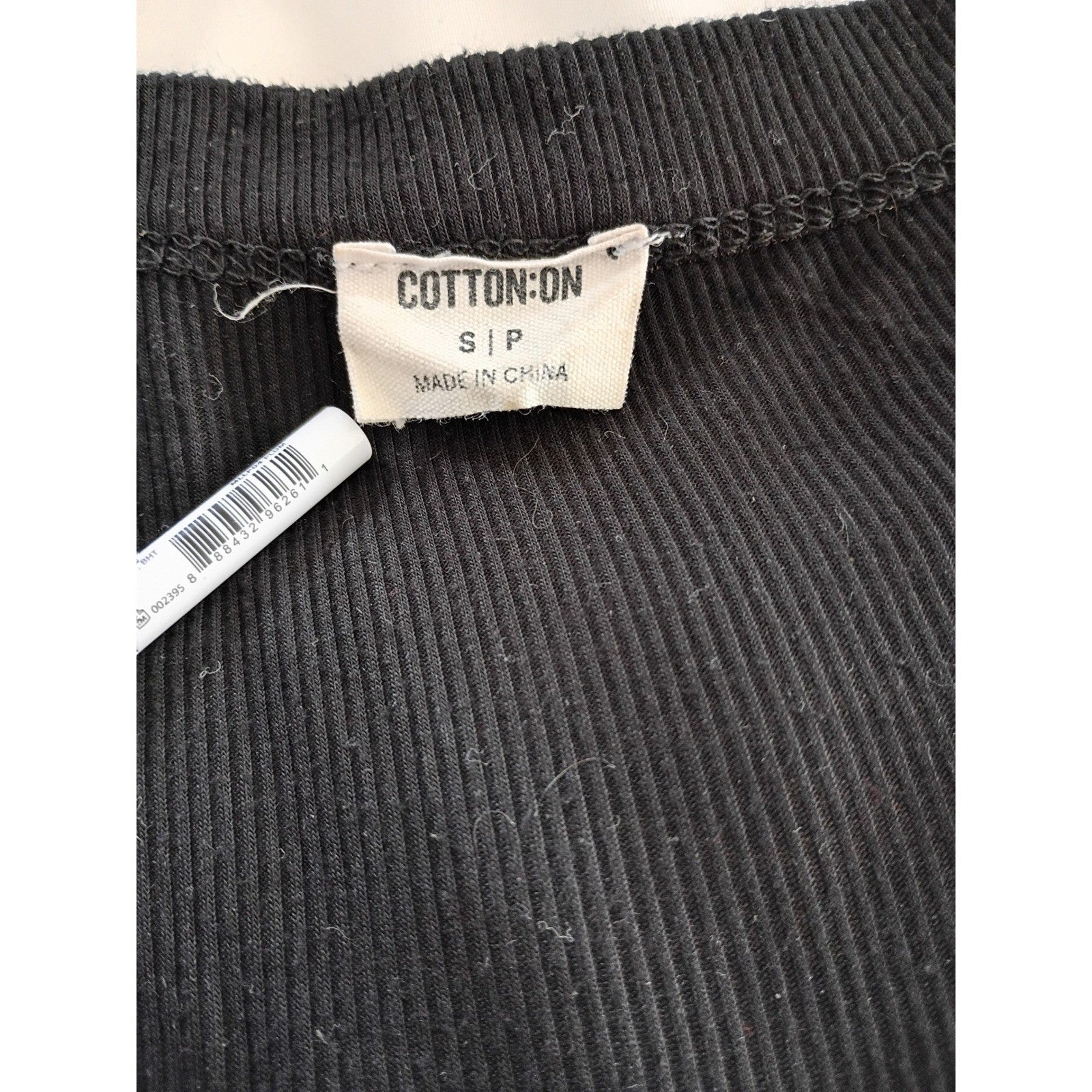 COTTON ON Black Ribbed Long Sleeve Scoop Neck Top Size S P