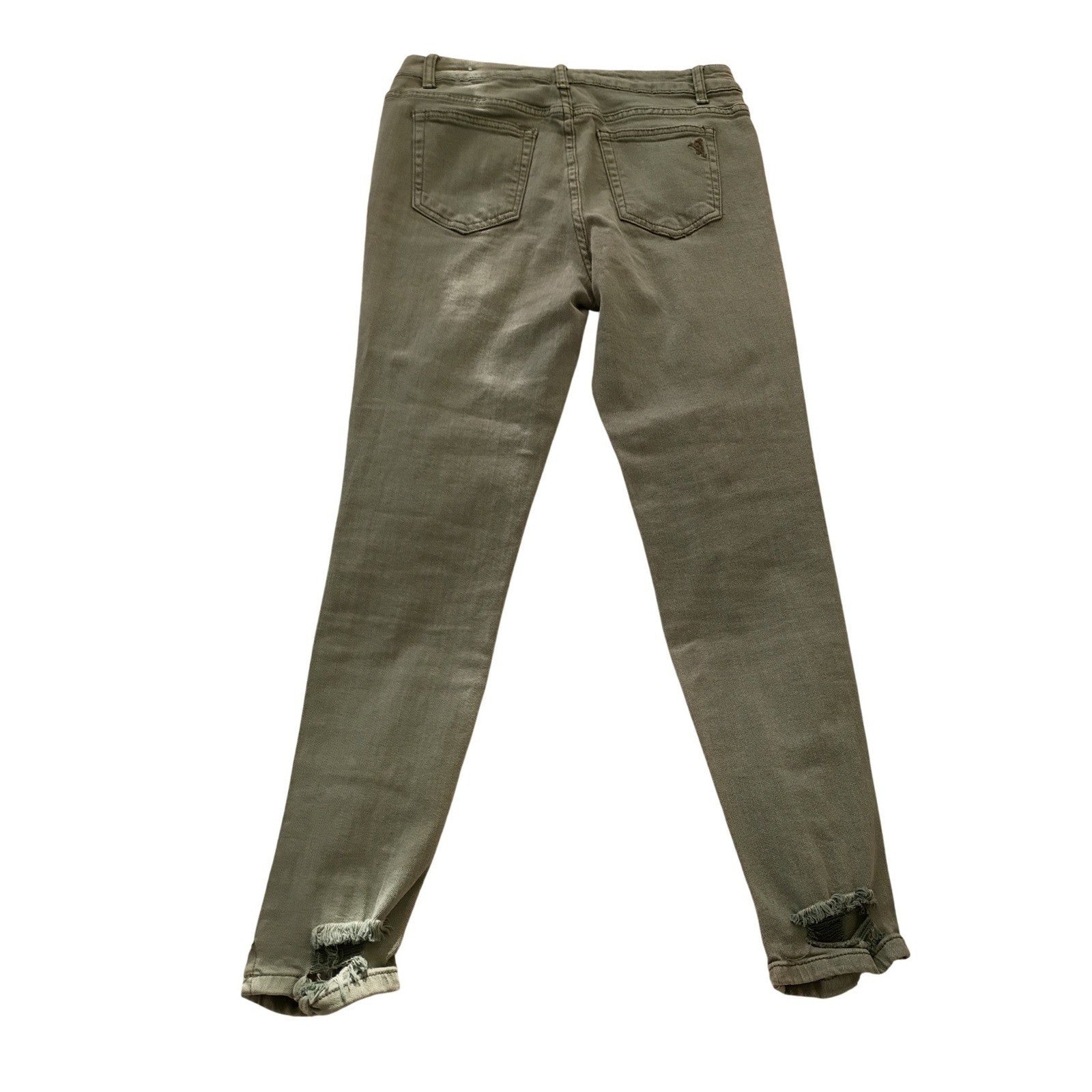VIP JEANS Women's Olive Green Distressed Ripped Skinny Jeans Edgy Streetwear 28