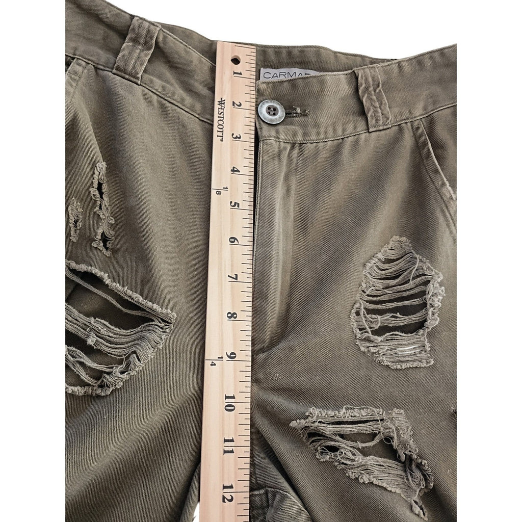 CARMAR CARMAR Olive Green Distressed Cargo Pants Size 26 VTG Grunge Style