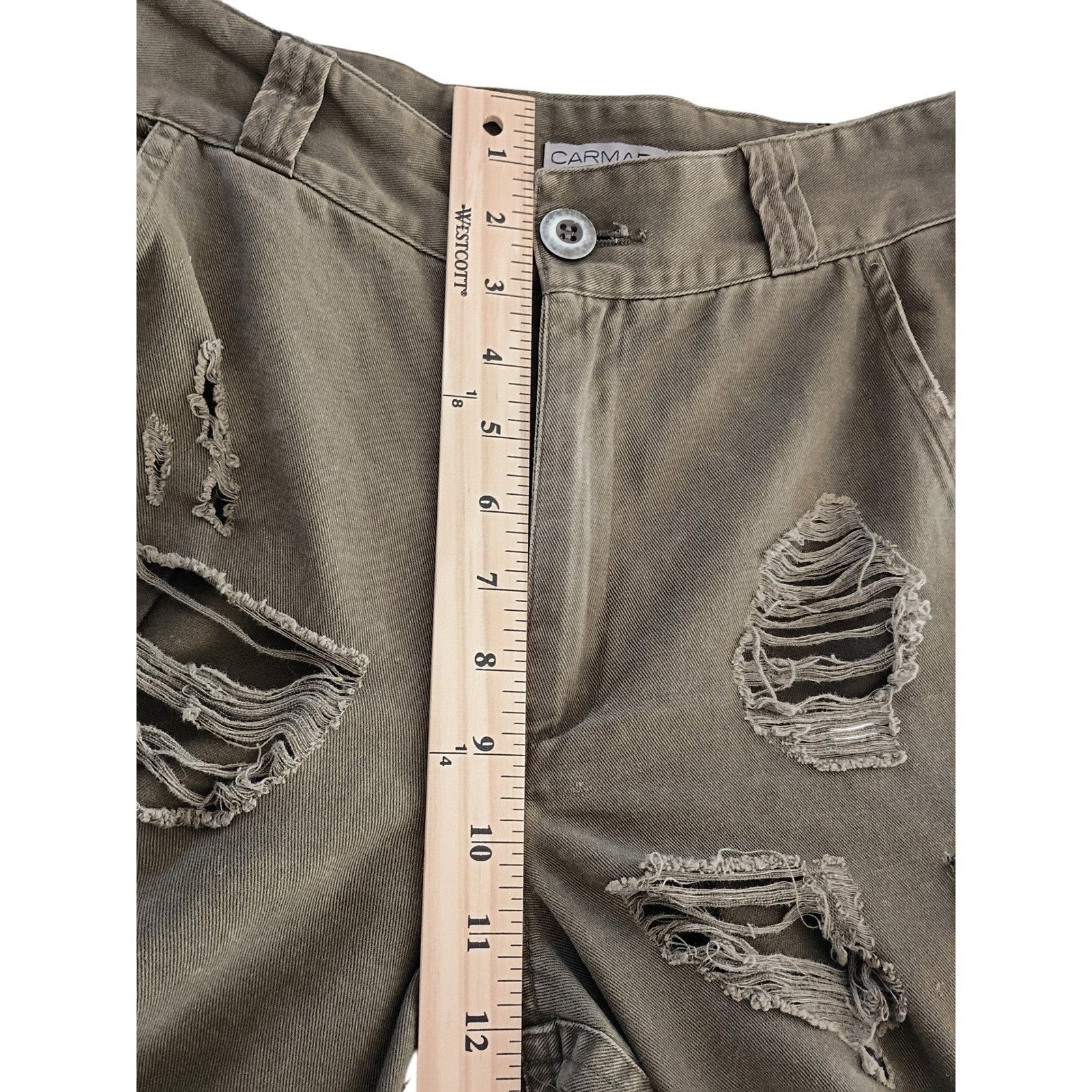 CARMAR CARMAR Olive Green Distressed Cargo Pants Size 26 VTG Grunge Style