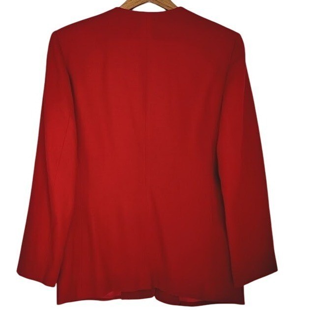 Evan Picone Red 100% Wool Blazer V Neck Timeless Career Chic 10