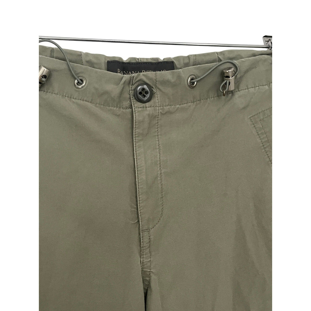 Banana Republic Olive Green Cargo Pants Drawstring Cropped Leg Size Fit 26)