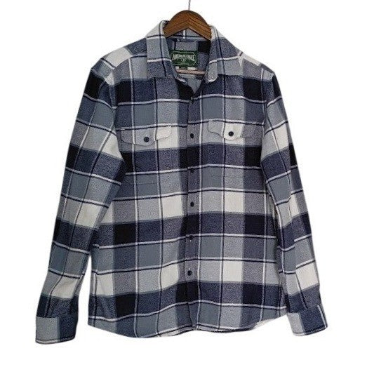 American Eagle Blue White Plaid Flannel Shirt Medium 100% Cotton Long Slve NWOT