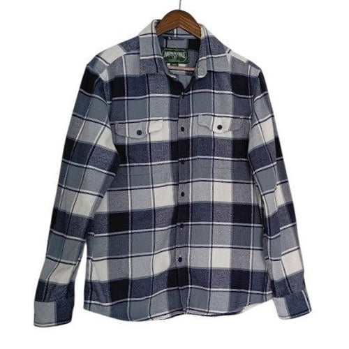 American Eagle Blue White Plaid Flannel Shirt Medium 100% Cotton Long Slve NWOT