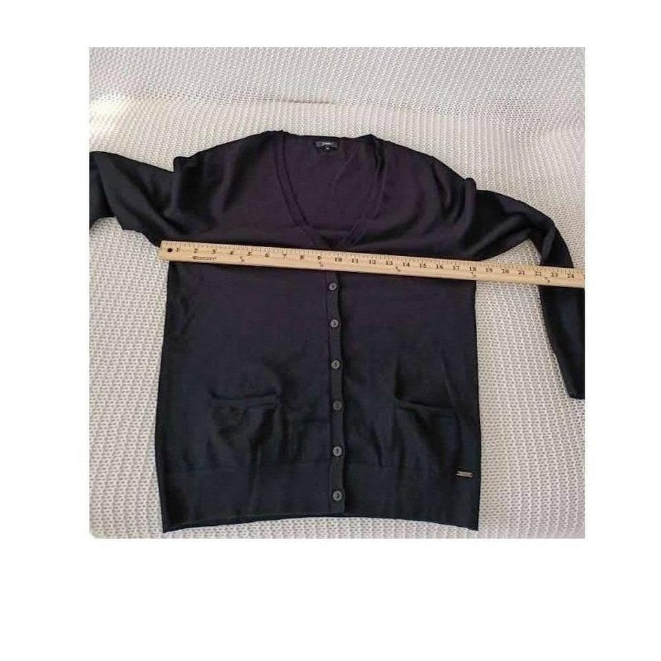 Jones New York Chic Black V-Neck Button Front Cardigan Sweater Pockets Size S