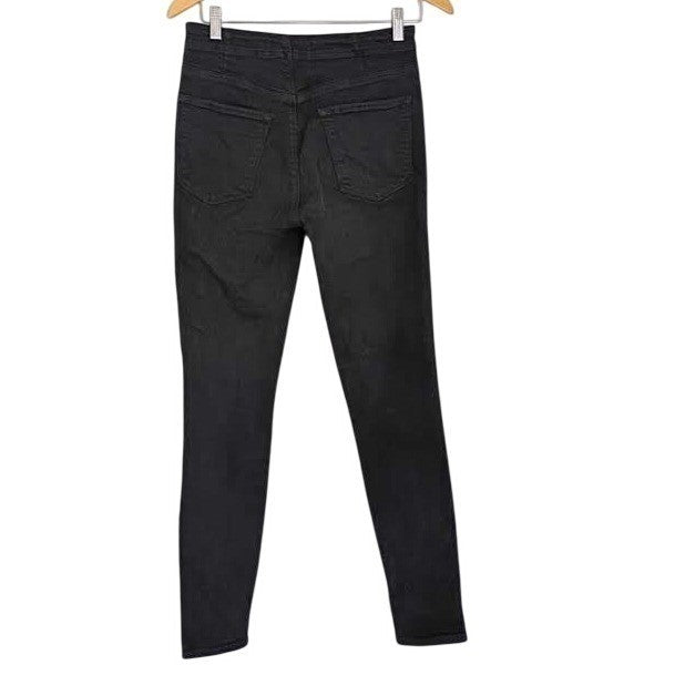 J BRAND Sculpting High Rise Button Fly Skinny Jeans Black Size 28 Natasha $228