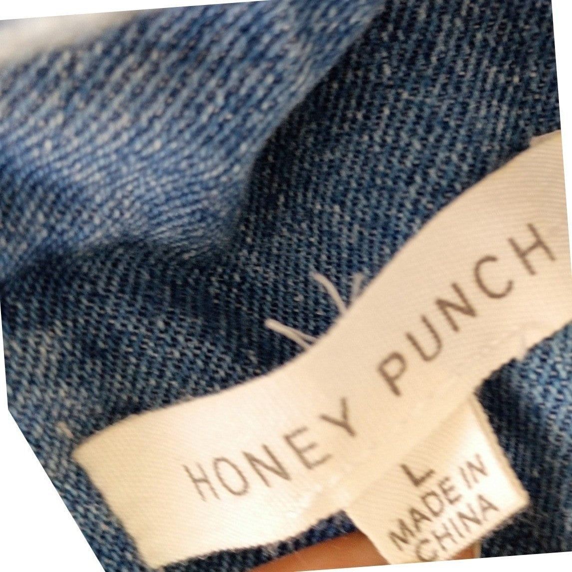 Honey Punch Blue Distressed Denim Overalls L Ripped Straight Leg Y2K Vintage Sty