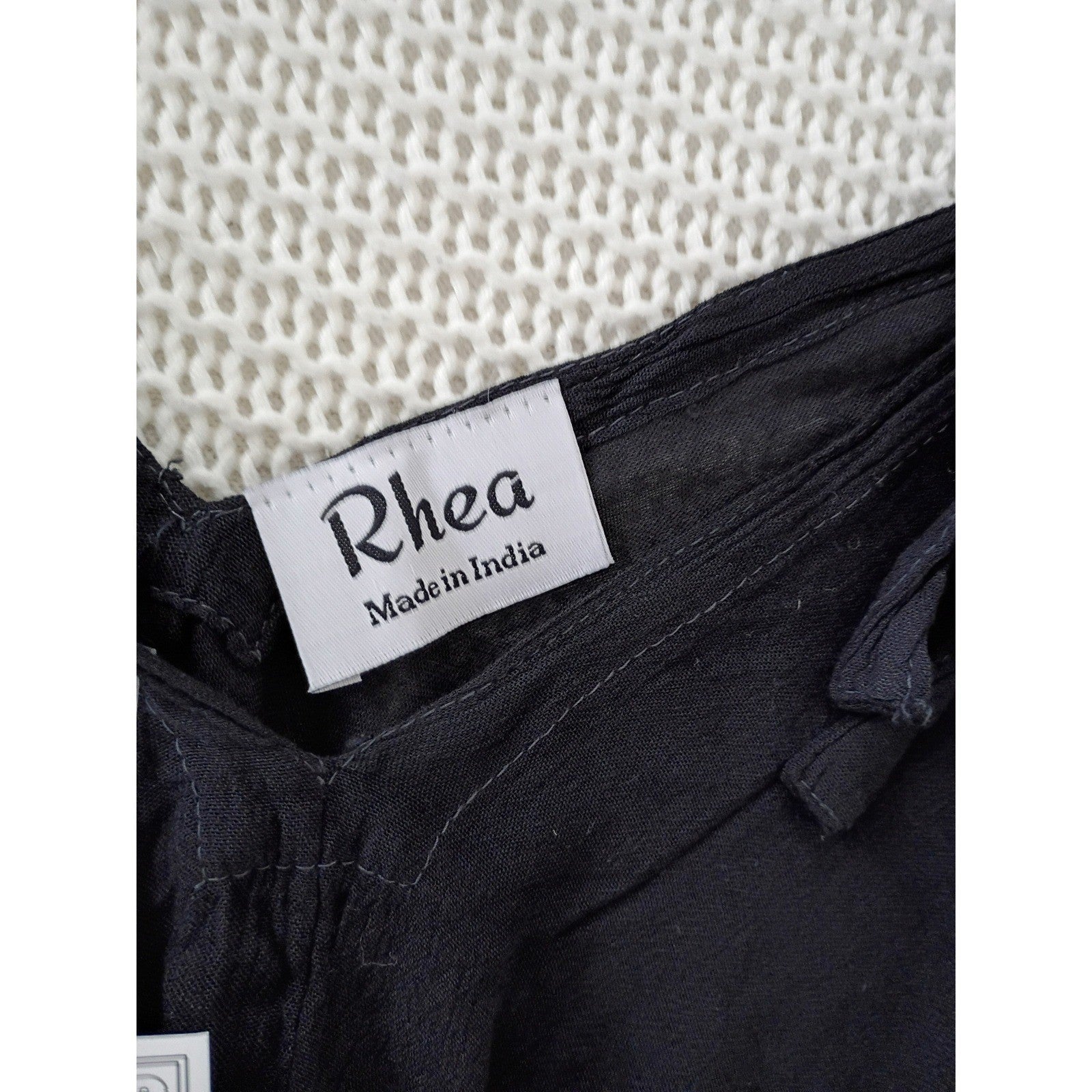 NWT RHEA Black Wide Leg Jumper Romper OS Shoulder Tie Handmade Jumpsuit BOHO