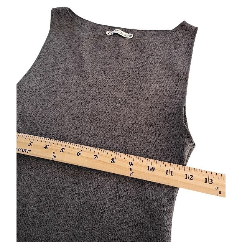 ZARA Sleeveless Knit Bodycon Mini Dress Charcoal Gray S Minimalist