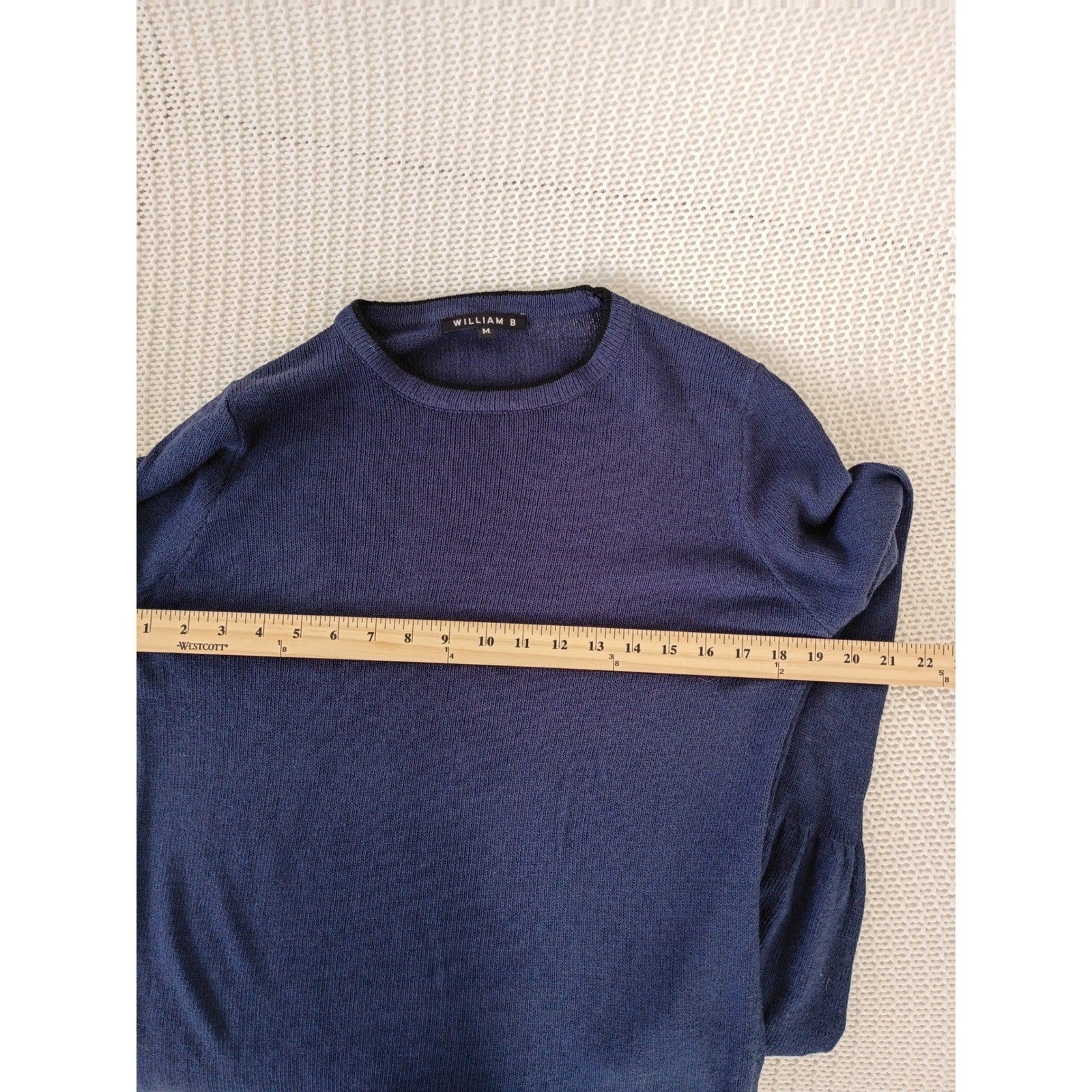 William B Bell Sleeve Knit Sweater Navy Blue Boho Flowy Pullover Womens M