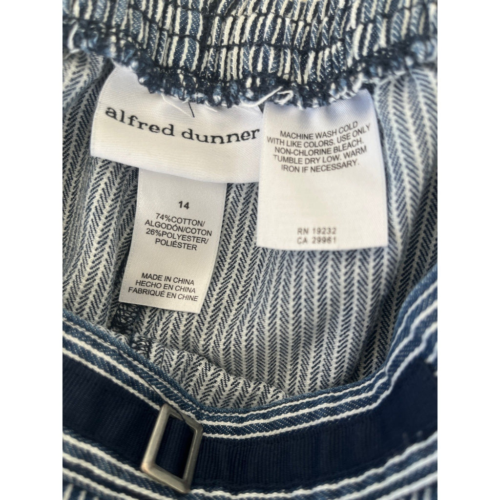Alfred Dunner Striped Cotton Pull On Rouched W Pants Straight Leg Fits X/XL