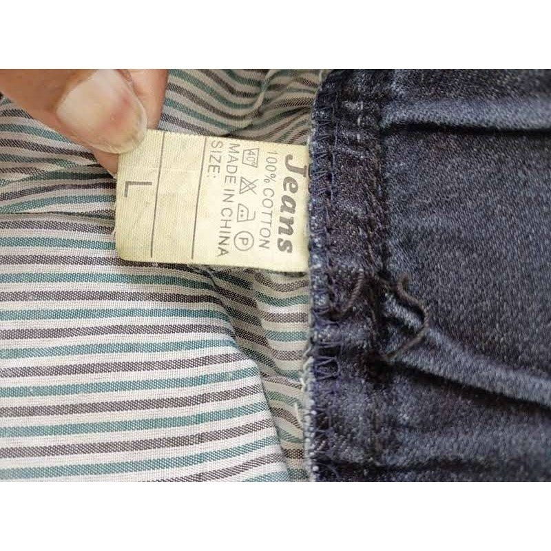 CHE DA LANG Relaxed Denim Drawstring Waist L 100% Cotton Tapered Dark Wash Moto