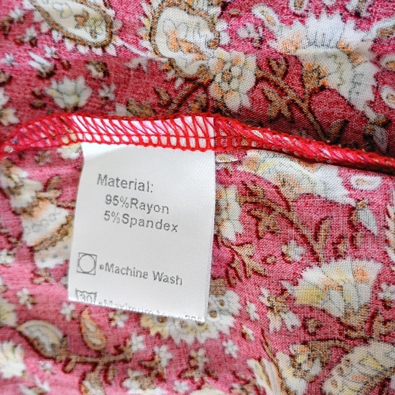 NWT Grecerelle Red Paisley Floral Maxi Dress V-Neck Short Sleeve Elastic Waist M