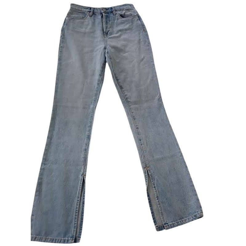 BlankNYC Jean 26x33 Tall High Rise Cooper Long Slim Straight Light Wash SideSlit