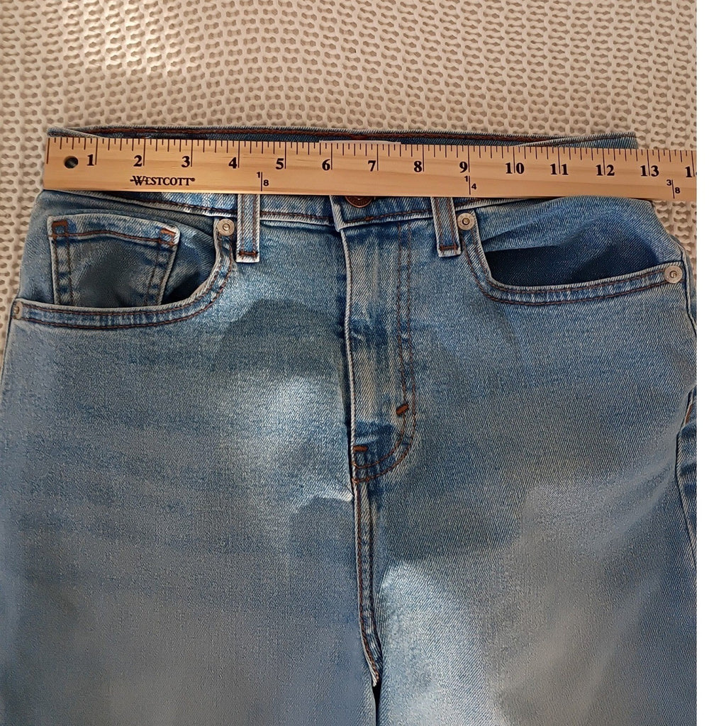 Levi's 501 Straight Leg Jeans Distressed Blue Wash Button Fly Women W25 L30