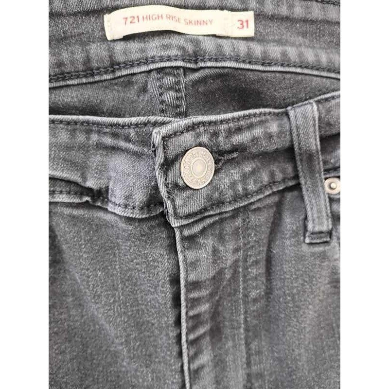 Levis 721 High Rise Skinny Jeans 31x30 Charcoal Black Faded Denim Pants