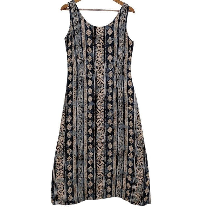 Marks & Spencer Vintage Maxi Dress Blue Paisley Boho Effortless Sleeveless M
