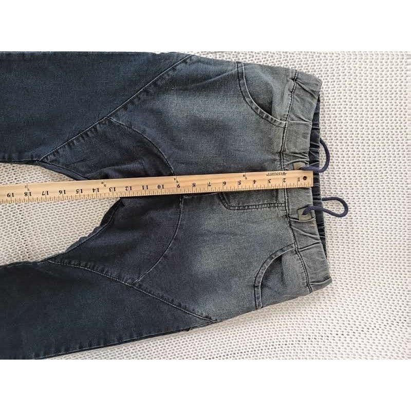 CHE DA LANG Relaxed Denim Drawstring Waist L 100% Cotton Tapered Dark Wash Moto
