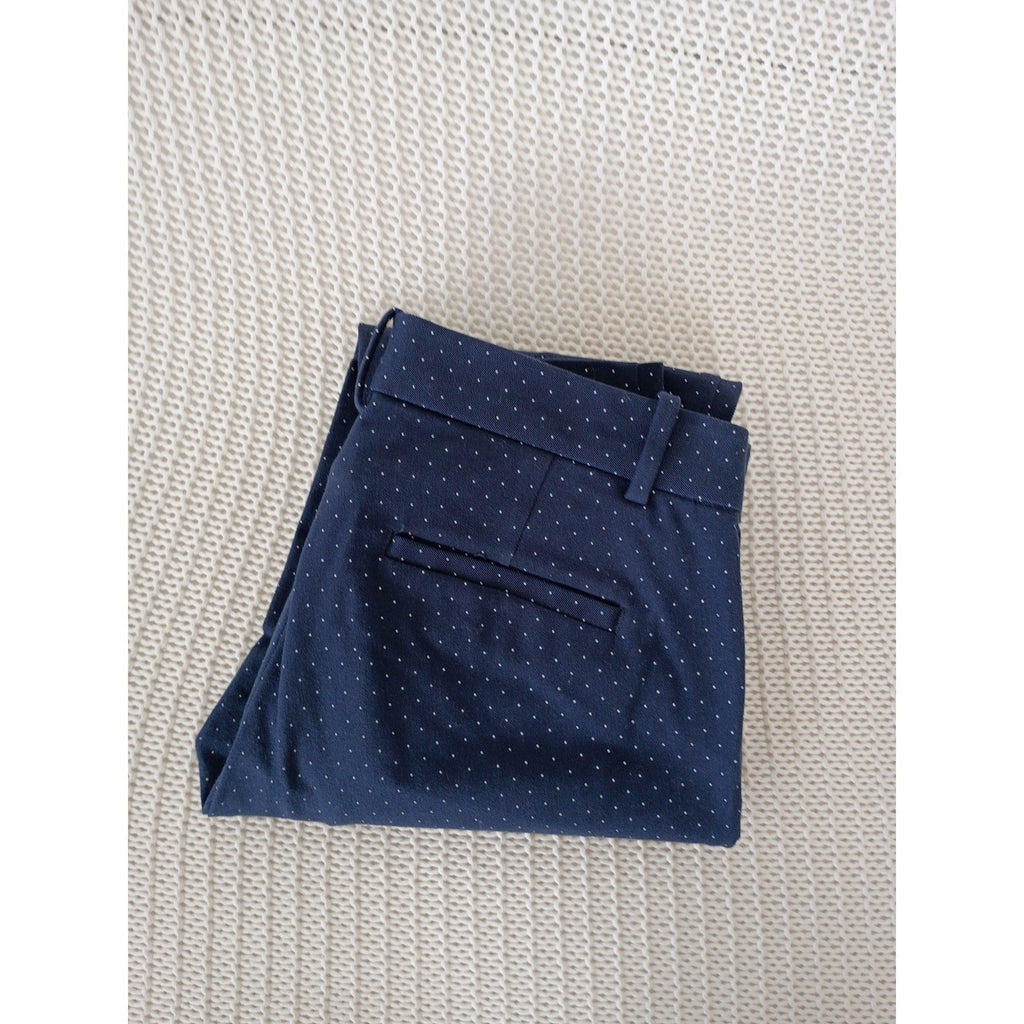 Gap Navy Blue Polka Dot Slim Trousers 4R W28x29 Stretch Cotton Casual Chic