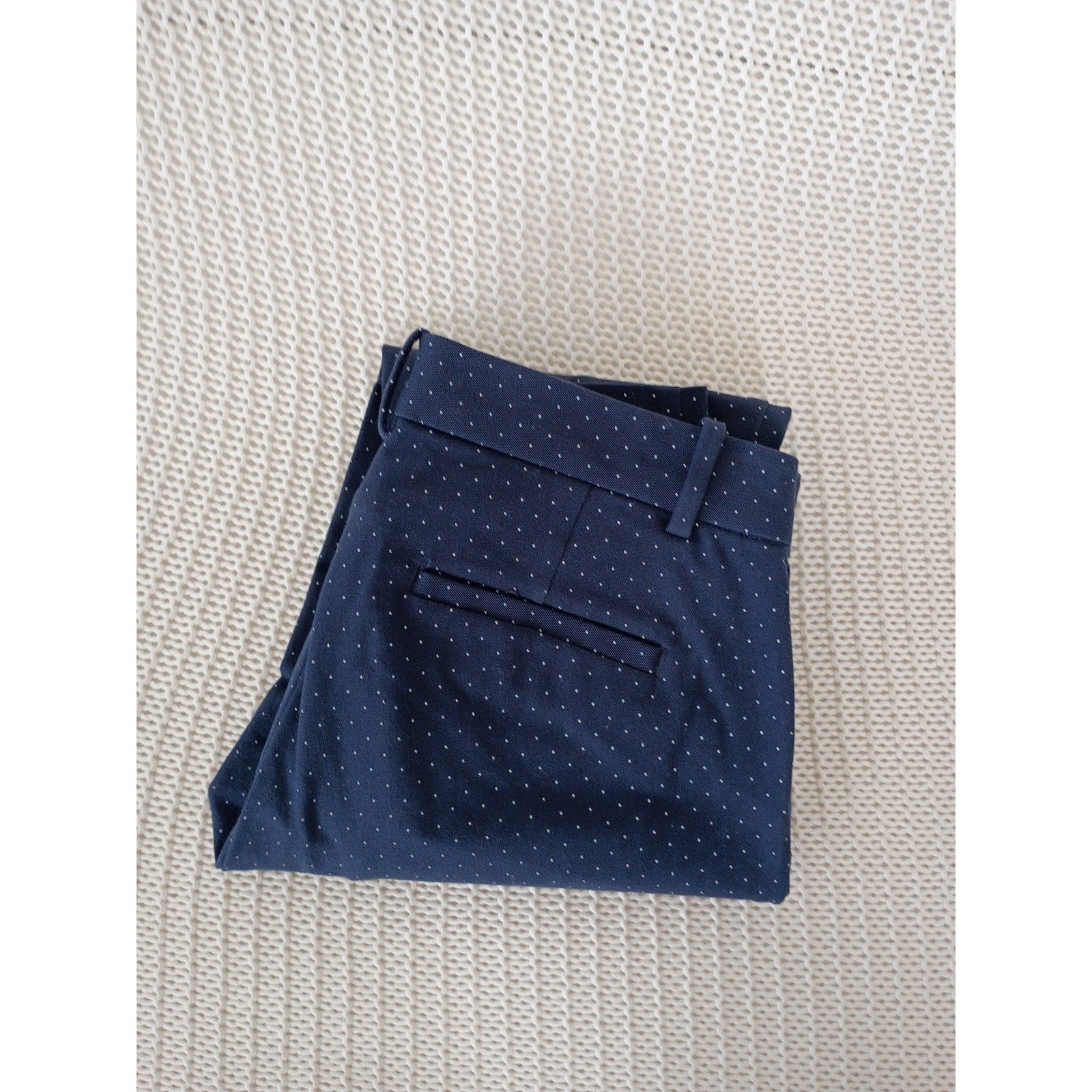 Gap Navy Blue Polka Dot Slim Trousers 4R W28x29 Stretch Cotton Casual Chic