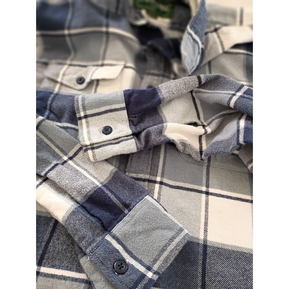 American Eagle Blue White Plaid Flannel Shirt Medium 100% Cotton Long Slve NWOT