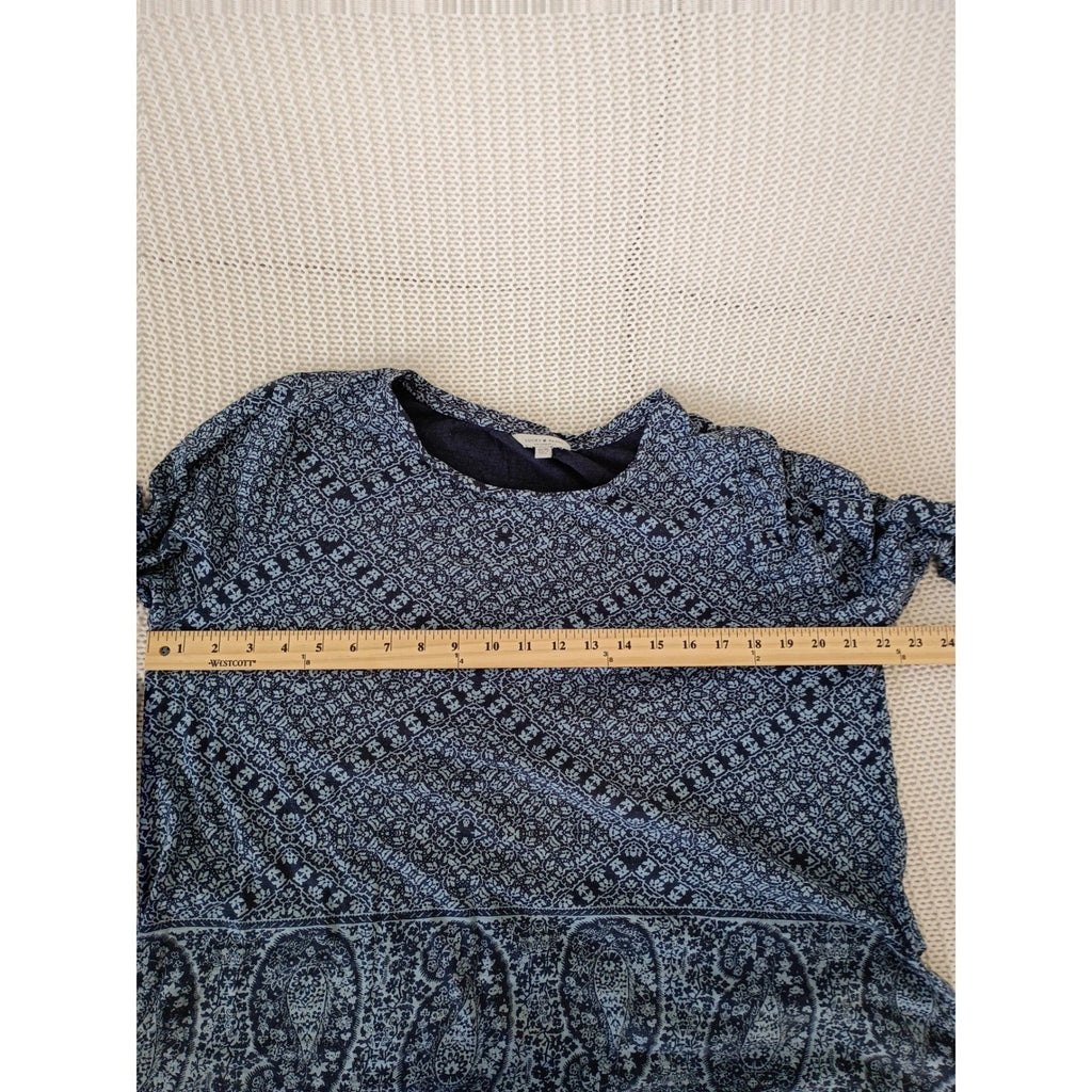 Lucky Brand Blue Paisley Medallion Cotton Modal Long Sleeve Top Boho 1X Plus