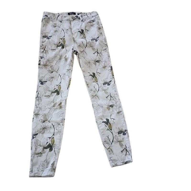 Buffalo David Bitton Havana High Rise Floral Skinny Jeans 27x25 White Grn Ankle