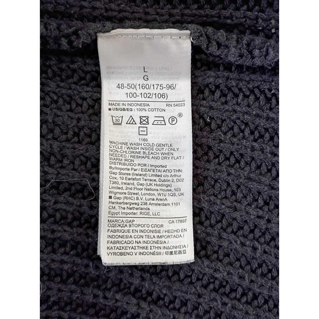 GAP 100% Cotton True Black L Longline Shawl Collar Cardigan Sweater Minimalist