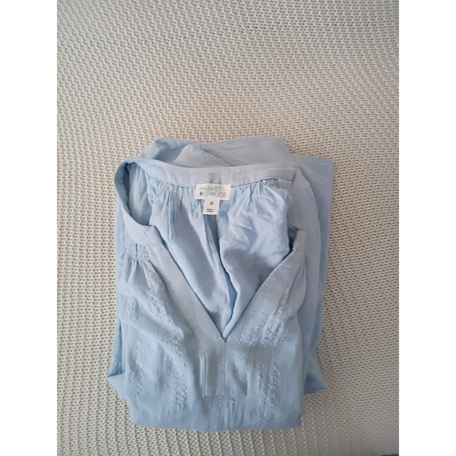 Market & Spruce Light Blue Tiered Maxi Dress XL V-Neck Flutter Sleeve Cotton Bld