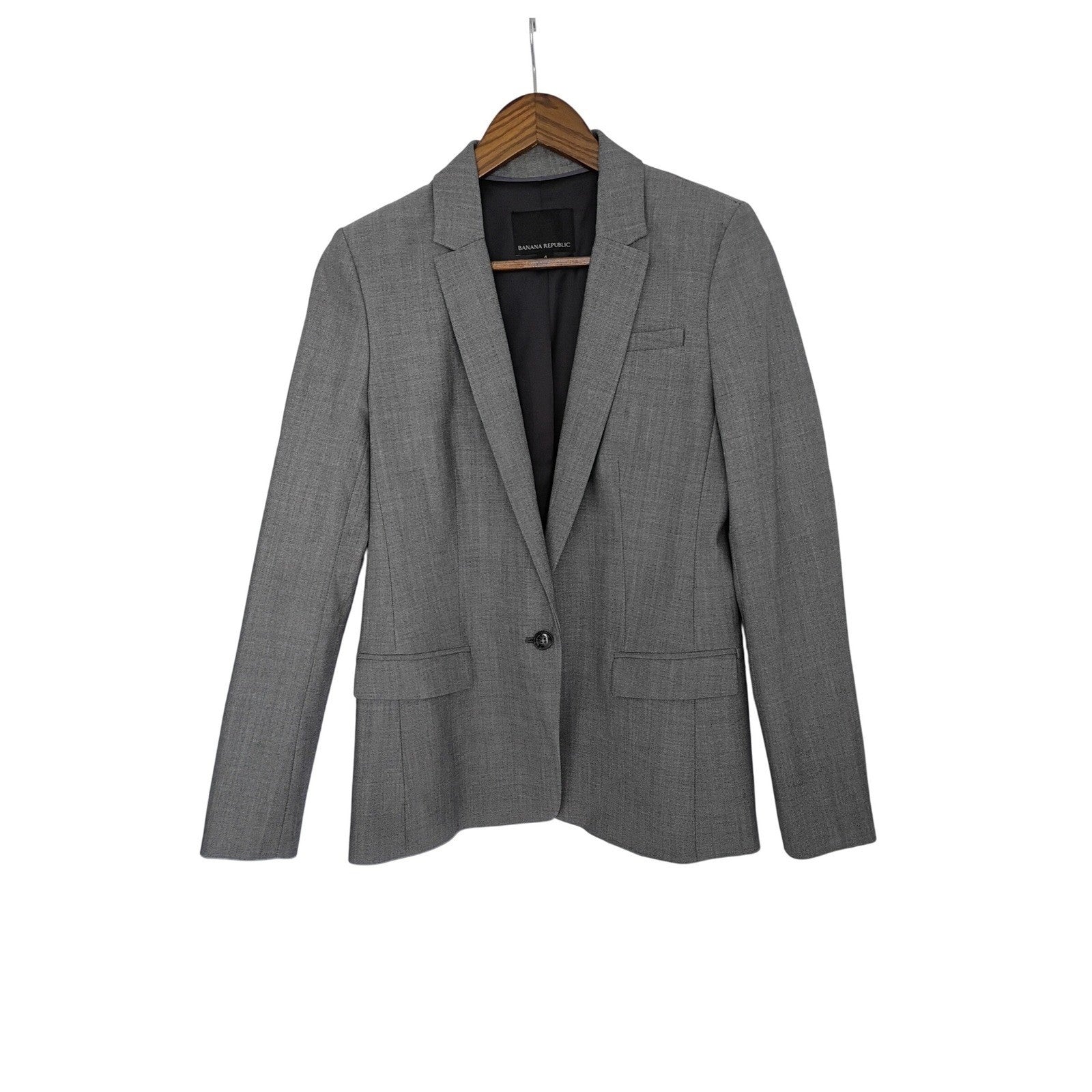 Banana Republic NWOT Grey Wool Blend Blazer Suit Jacket Women Size 4 Career