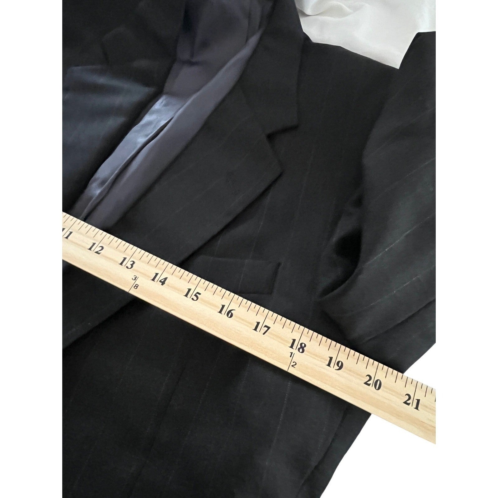 H Freeman & Son Black Pinstripe Wool Suit Jacket Mens 42R Business MADE IN USA