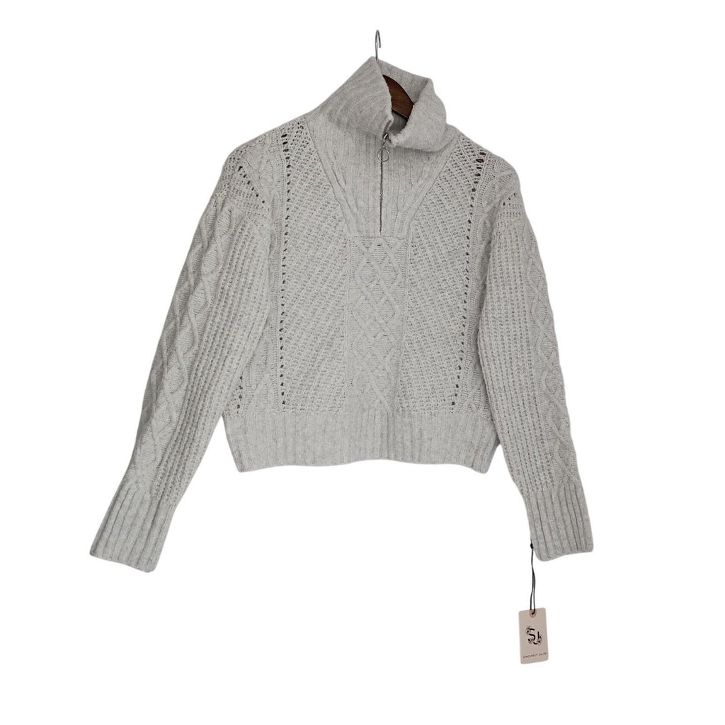 Sincerely Jules NWT Cable Knit Quarter Zip Cozy Cropped Sweater S Preppy Y2K
