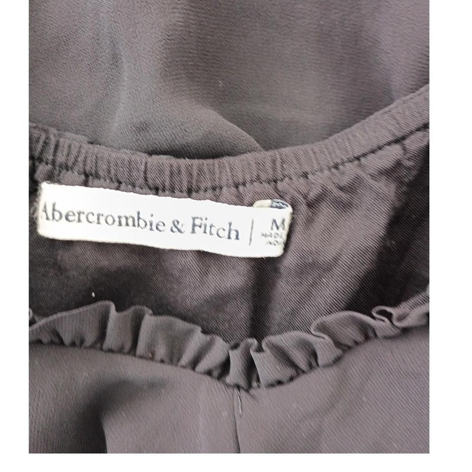 Abercrombie Fitch Ruffle Trim Cami Black Spaghetti Strap Womens M