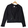 C.W. SPORT Black Cotton Zip-Up Hoodie Sequin Pocket Detail Large Casual