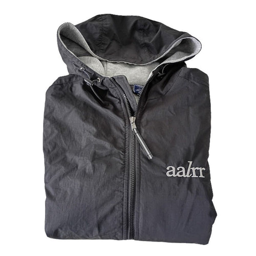 AALR Lightweight Hooded Windbreaker Jacket Charcoal Gray Zip Athleisure