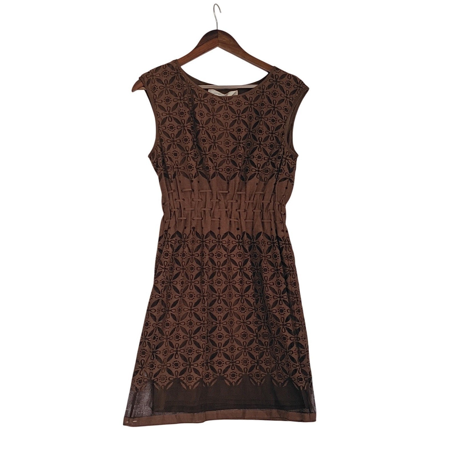 Studio M Brown Fairy Grunge Lace Sheer Mesh Dress Sleeveless Y2K S