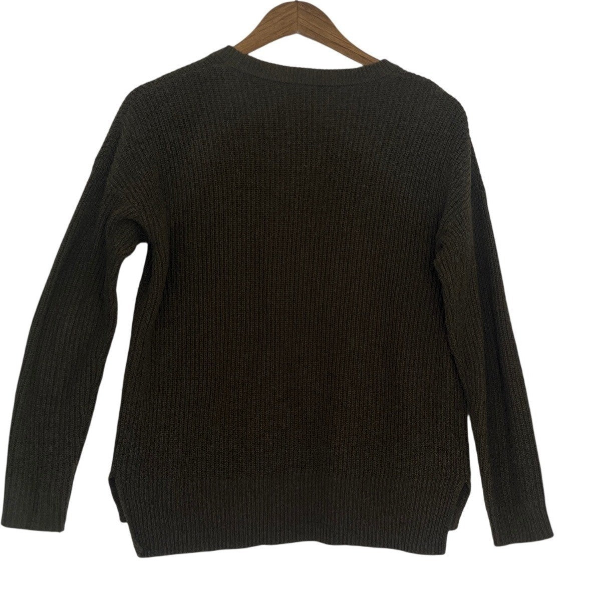 Madewell Olive Green Ribbed Pocket Sweater Cotton Blend Long Sleeve Minimalist S