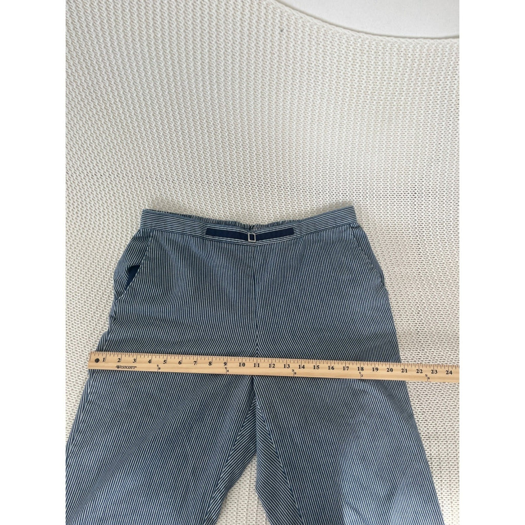 Alfred Dunner Navy White Striped Pull On Pants Straight Leg 14 W32x24