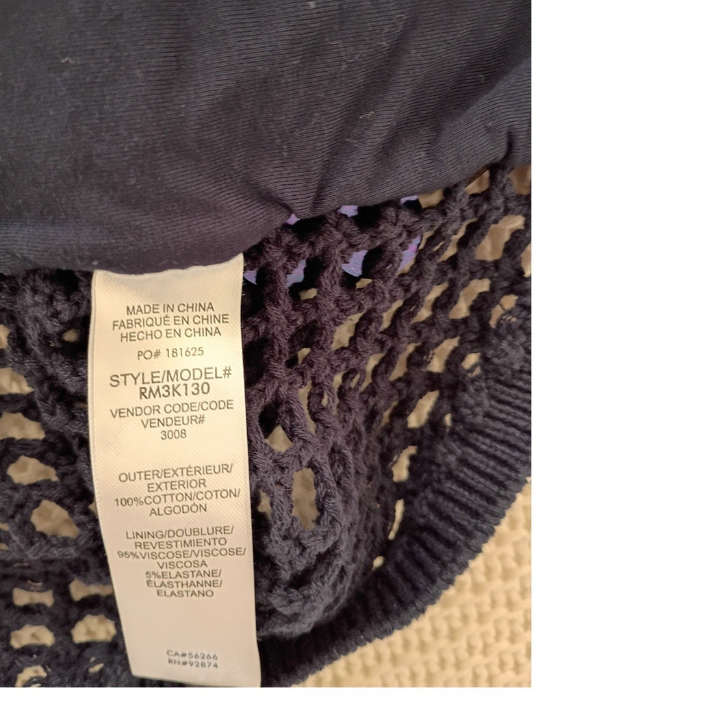Splendid Navy Sequin Crochet Tank Top M L Medium Iridescent Paillette Festival