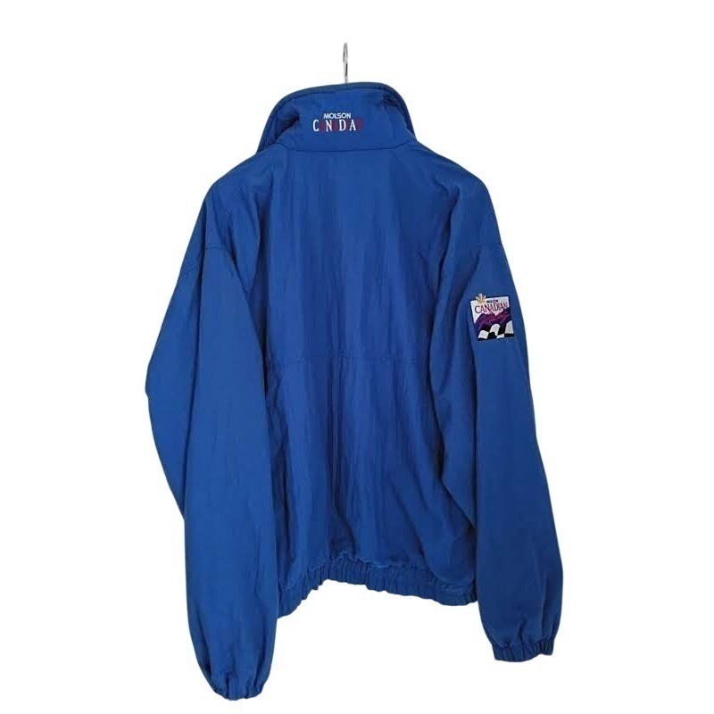 Vintage Molson Canadian Racing Jacket Blue Windbreaker Beer Promo Mens XL