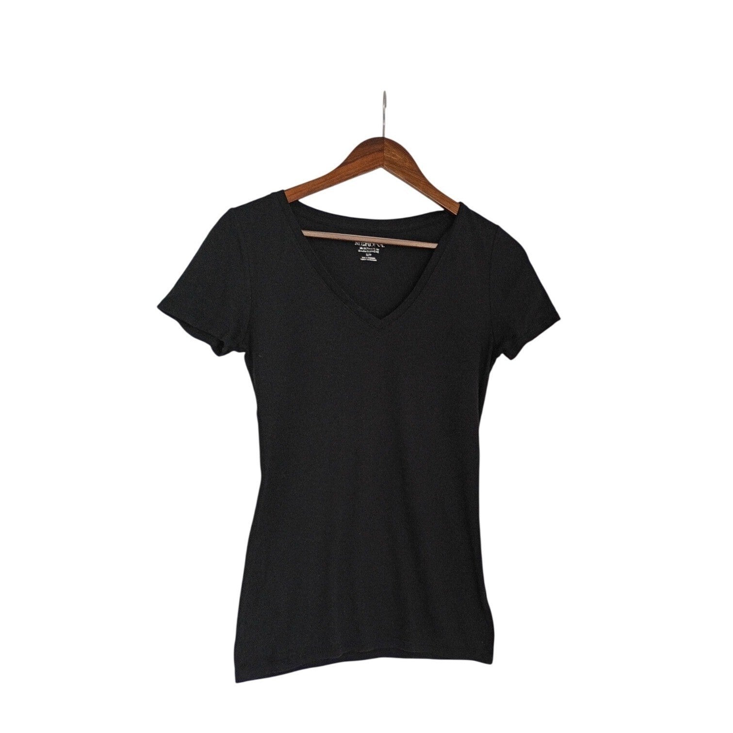 Merona Ultimate Tee S Black 100% Cotton V-Neck Short Sleeve Minimalist Essential