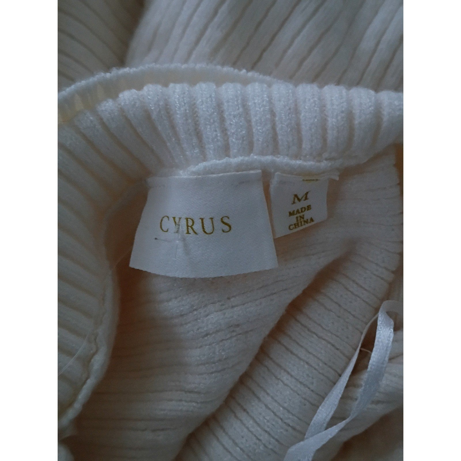 Cyrus Elegant Cream Ribbed Turtleneck Sweater Womens M Soft Knit MSRP 99.00