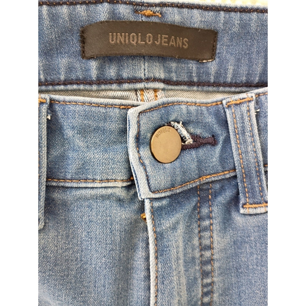 Uniqlo Ultra Stretch Skinny Jeans High Rise Tapered Medium Wash Blue 26x26